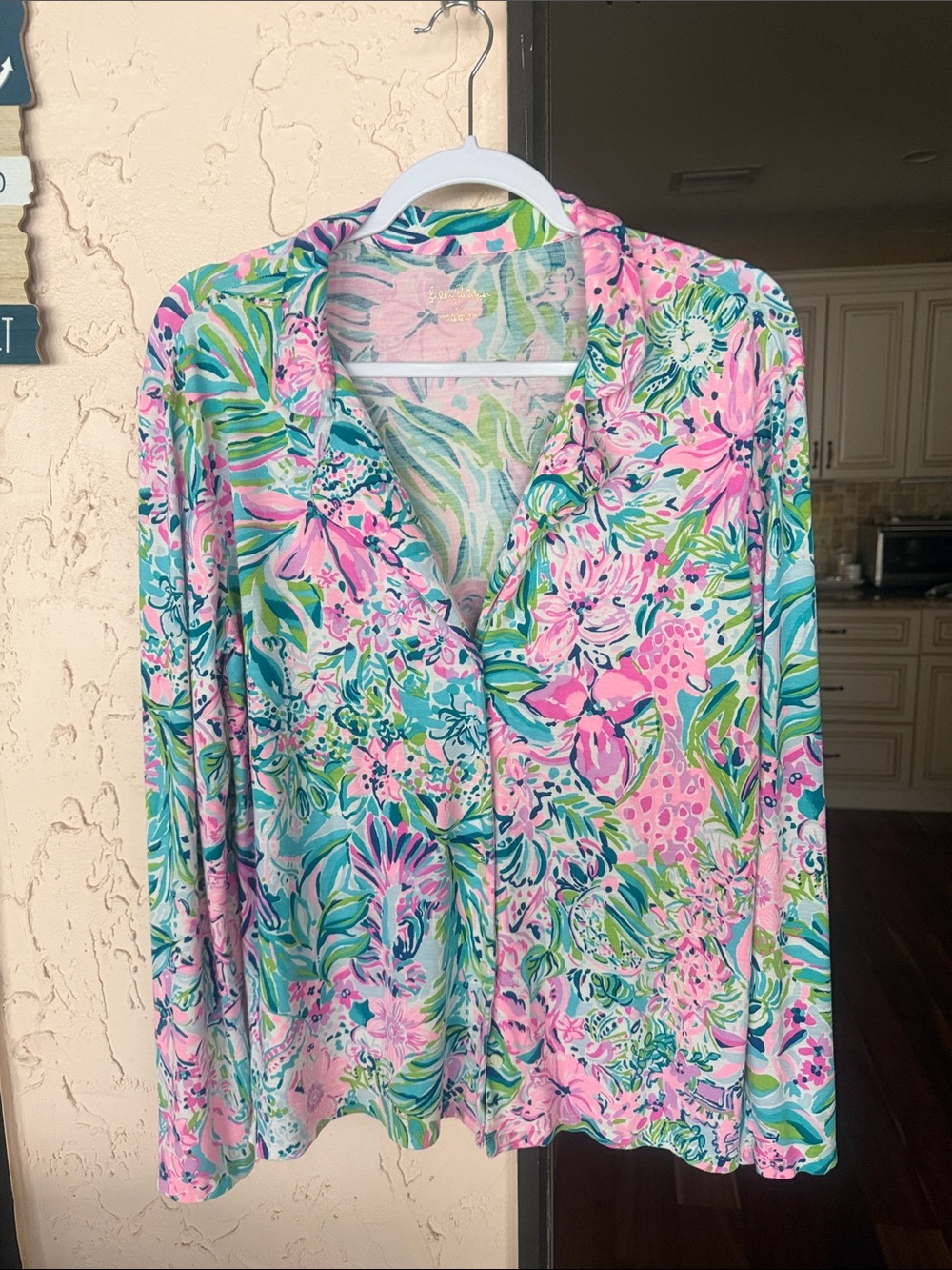 Lilly Pulitzer Pink & Teal Floral Button-Down Shirt